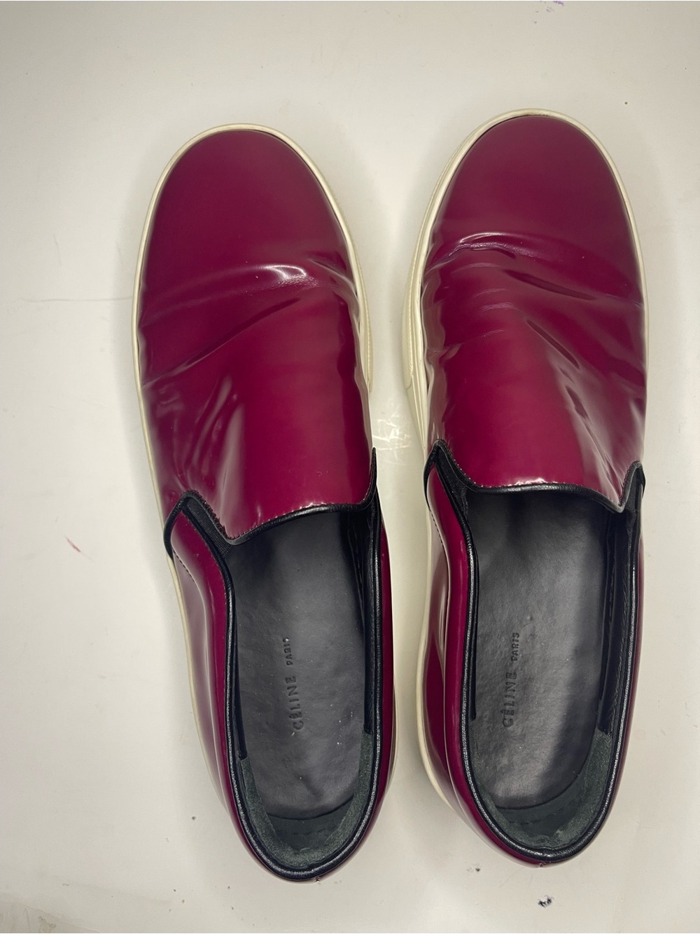 Celine Patent Slip-On Sneakers in Deep Berry